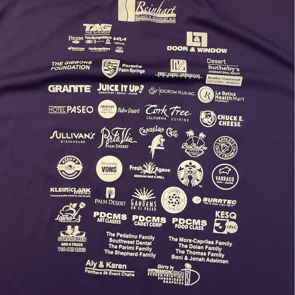 Purple Palm Desert, CA Panthers 5k Running Merch Graphic Short Sleeve T-Shirt